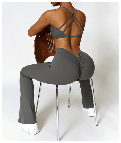 V Back Scrunch Flare Leggings