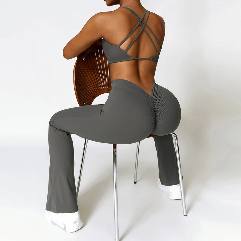 V Back Scrunch Flare Leggings