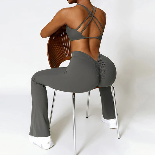 V Back Scrunch Flare Leggings