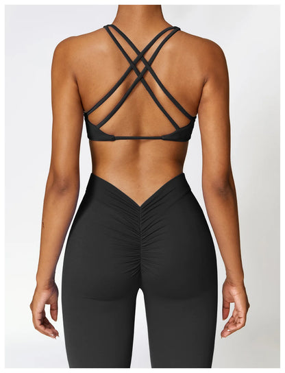 V Back Scrunch Flare Leggings
